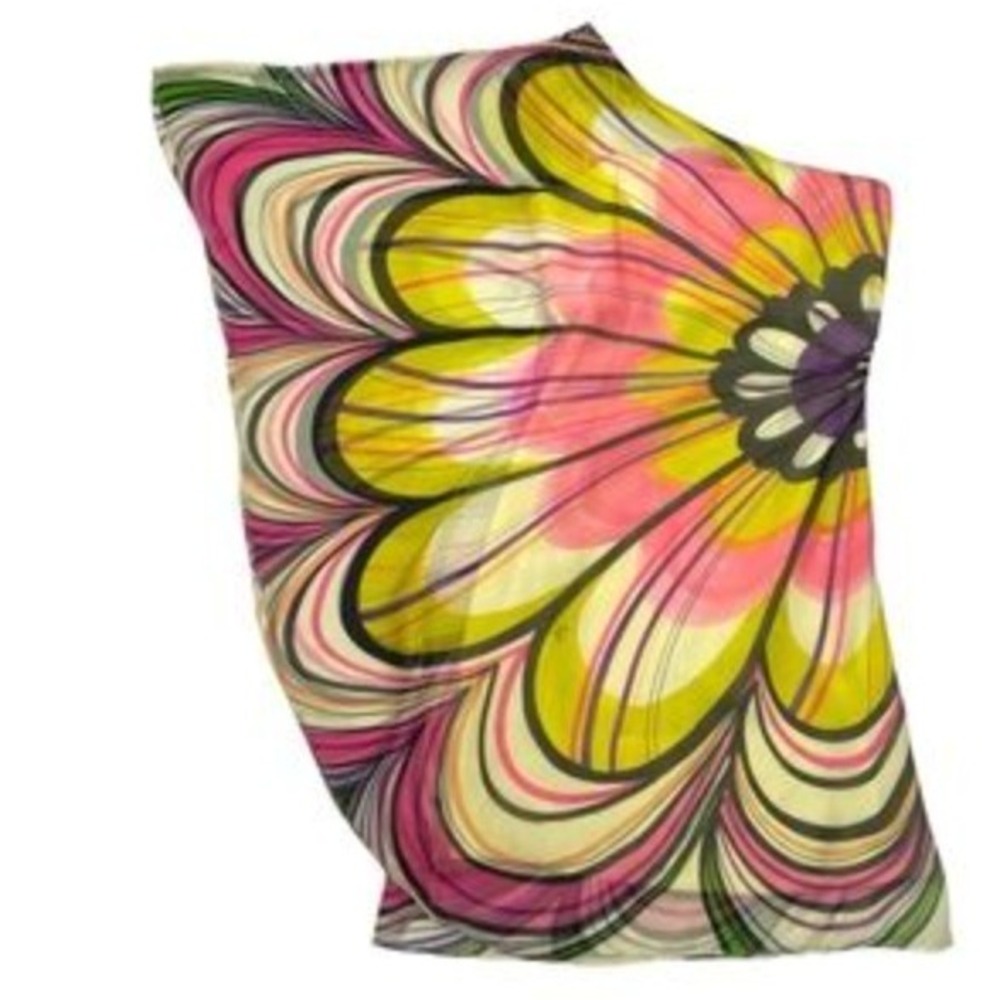 Milly of New York 100% Silk Multicolor Abstract Print Dress Size 8 Made in Italy